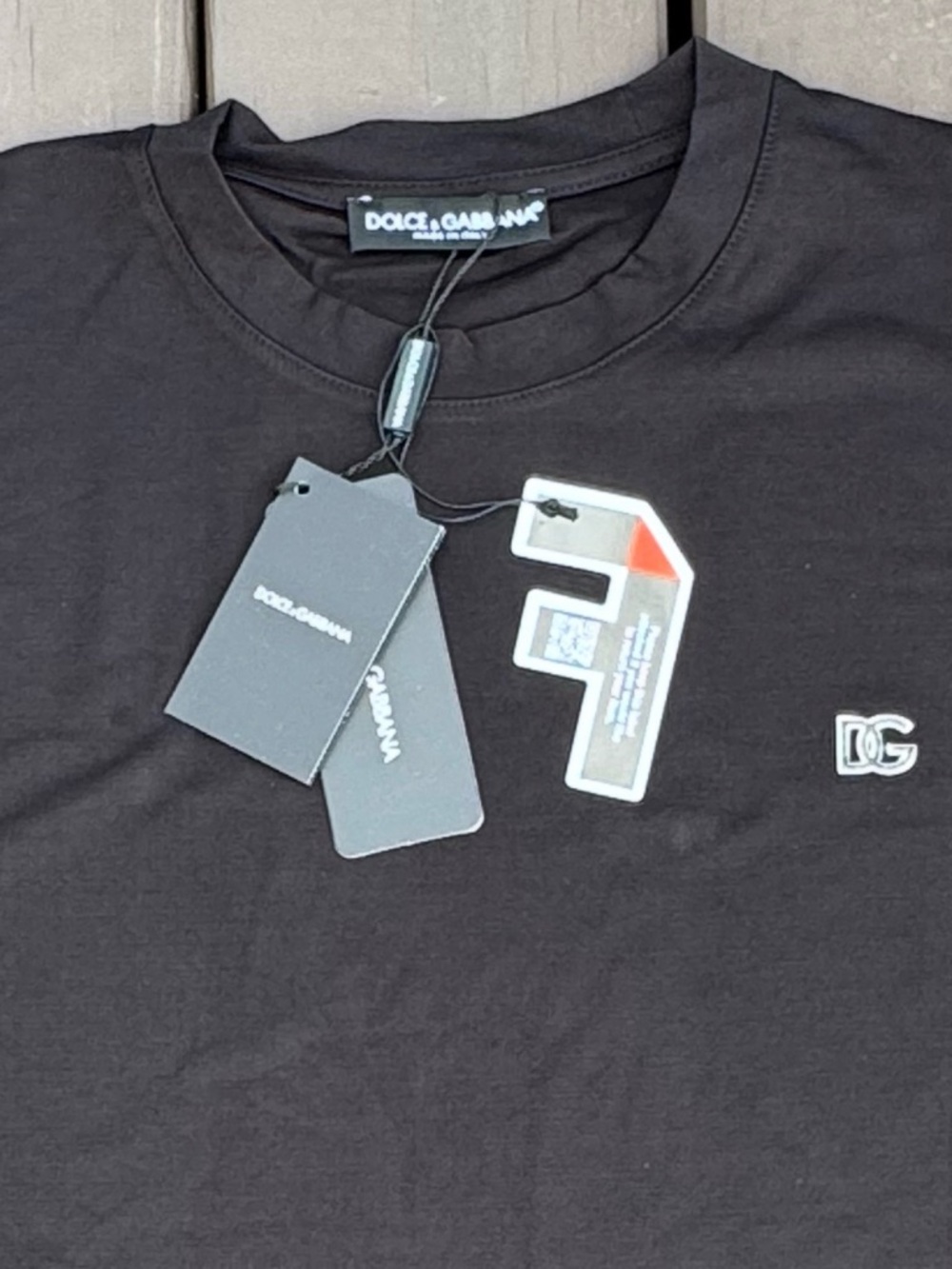 Dolce & Gabbana Black Crewneck Tee with Small DG Emblem